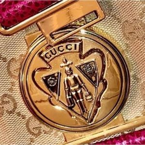 Classic Satchel Red Leather Trim & Beige Canvas